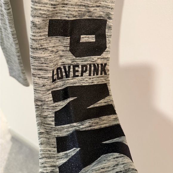 *LIKE NEW* Pink Active Fleece Lined Marled Gray Leggings - Picture 6 of 7